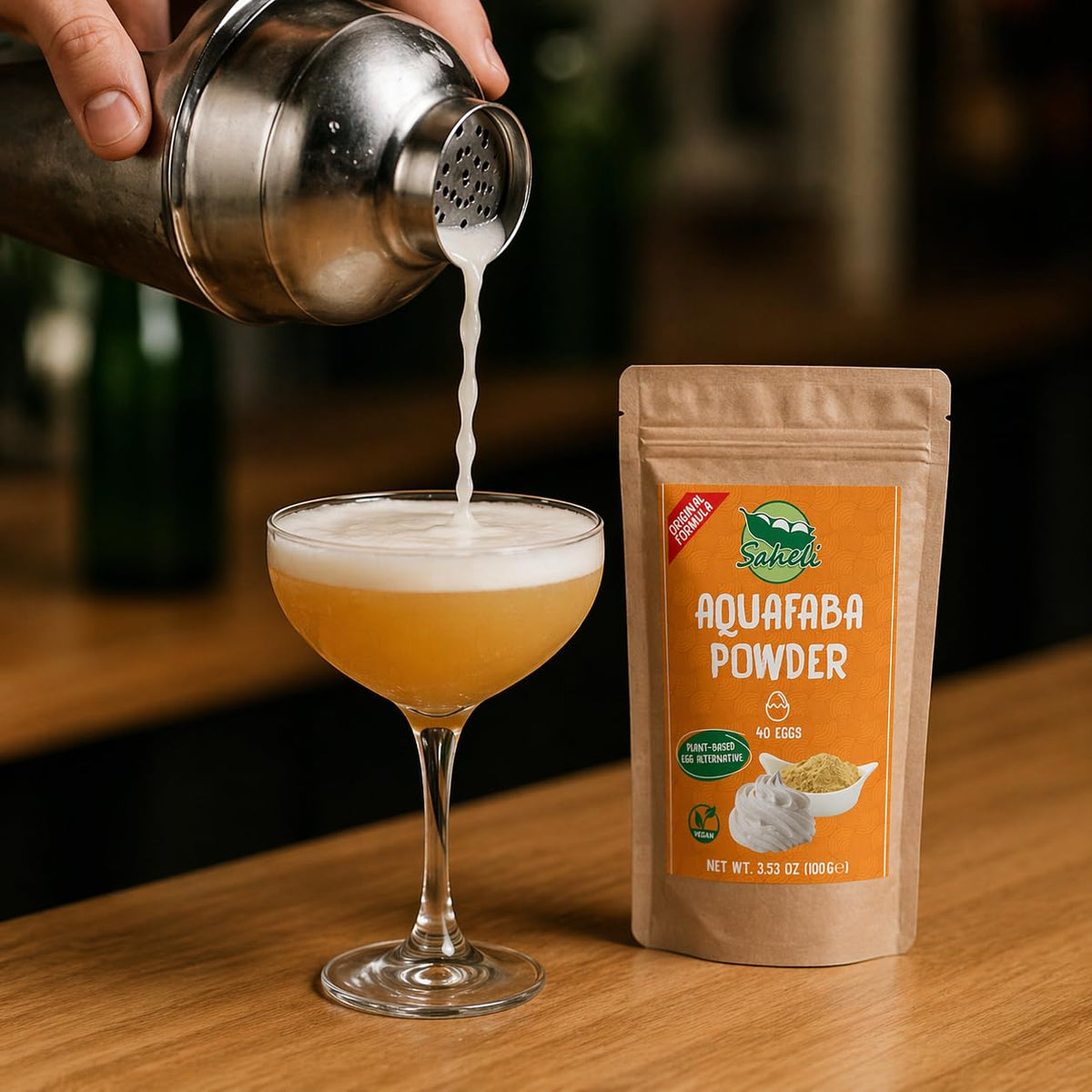 Saheli Aquafaba Powder vegan egg substitute for baking and sauces.
