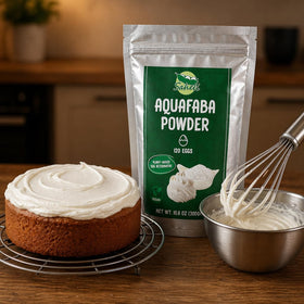 Saheli Aquafaba Powder beside ingredients for quick preparation
