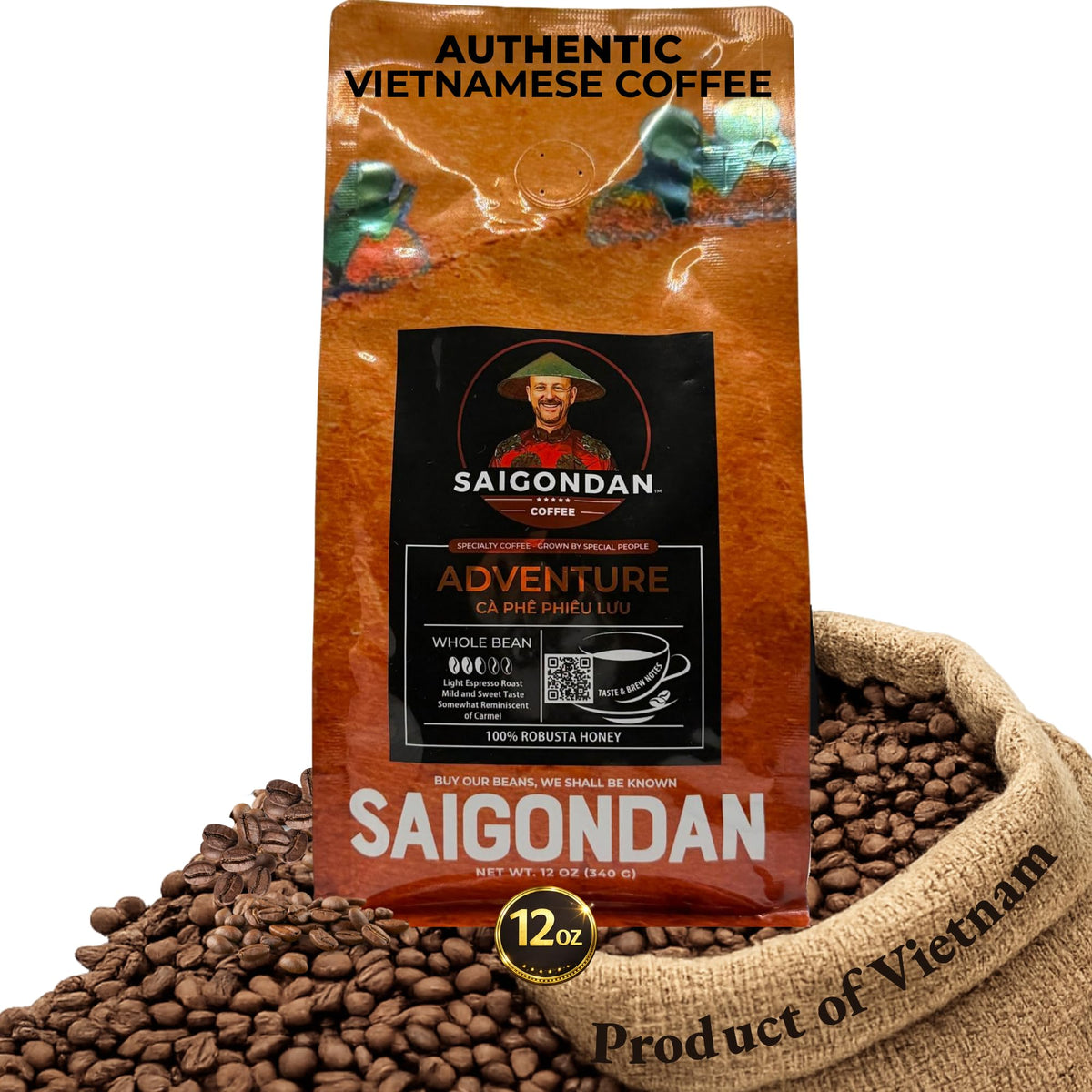 Saigondan Adventure Robusta beans for bold home espresso.