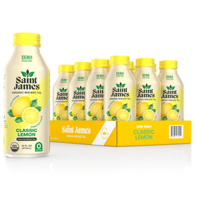 Saint James Iced Tea bottle with classic lemon, refreshing anytime