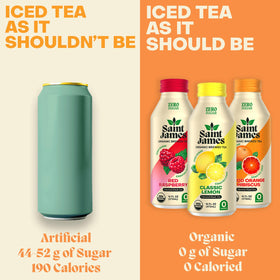 Saint James Iced Tea aluminum packaging conveys sustainability and freshness
