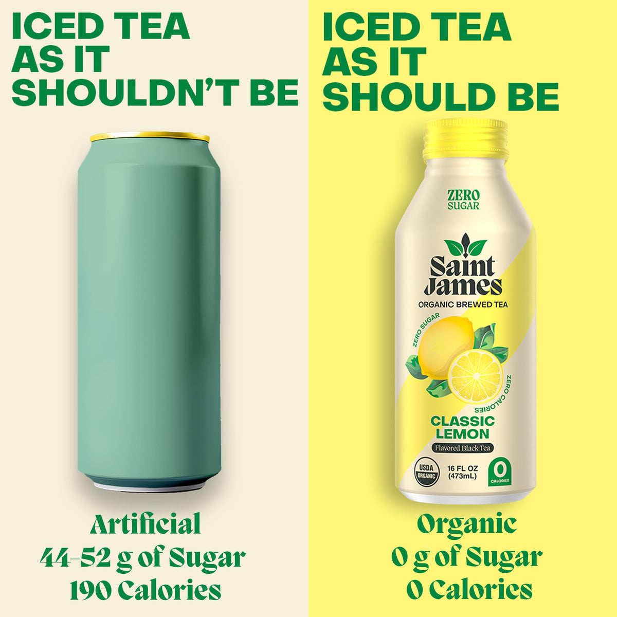 Saint James iced tea glass with lemon, zero calories option