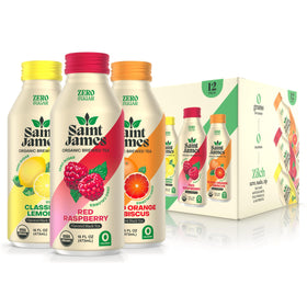 Saint James Iced Tea red raspberry bottle with zero sugar and clean energy
