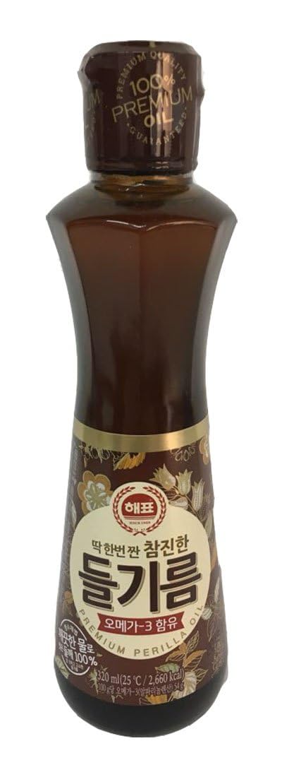Sajo Perilla Oil 320ml bottle front view, finishing oil for Korean dishes.