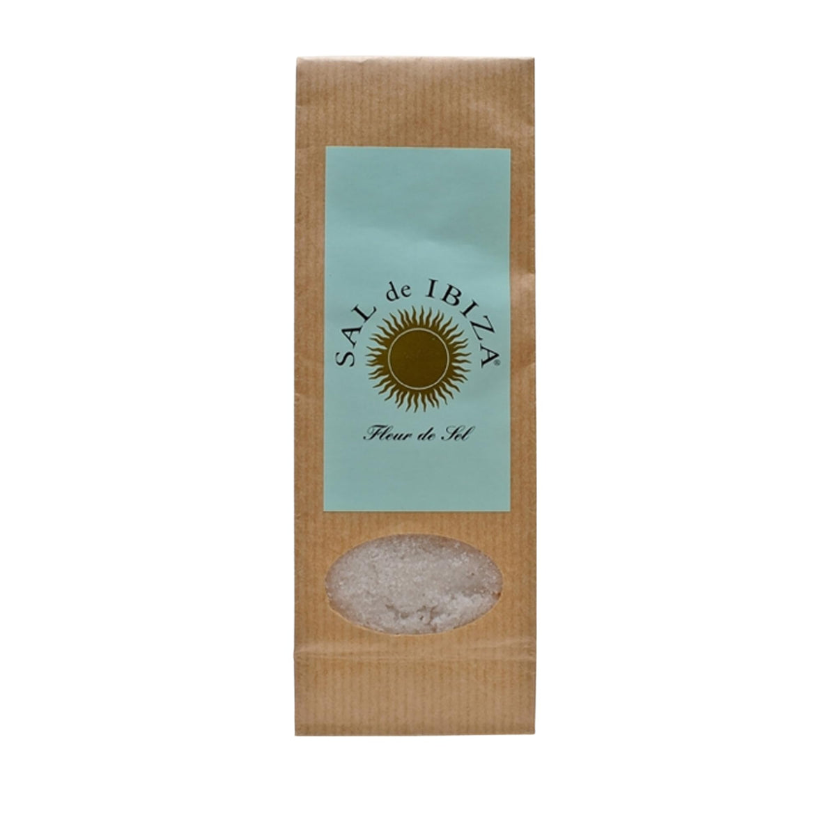 Sal de Ibiza Fleur de Sel refill 150g bag ready for gourmet use.