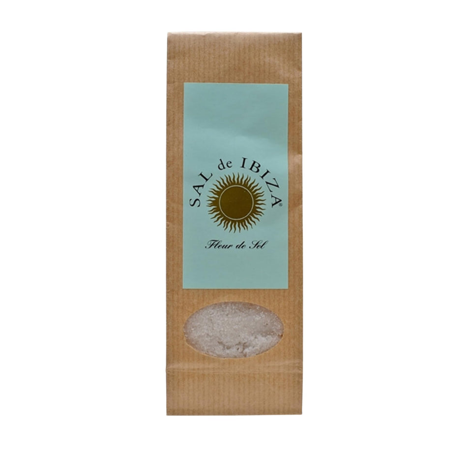 Sal de Ibiza Fleur de Sel refill 150g bag ready for gourmet use.