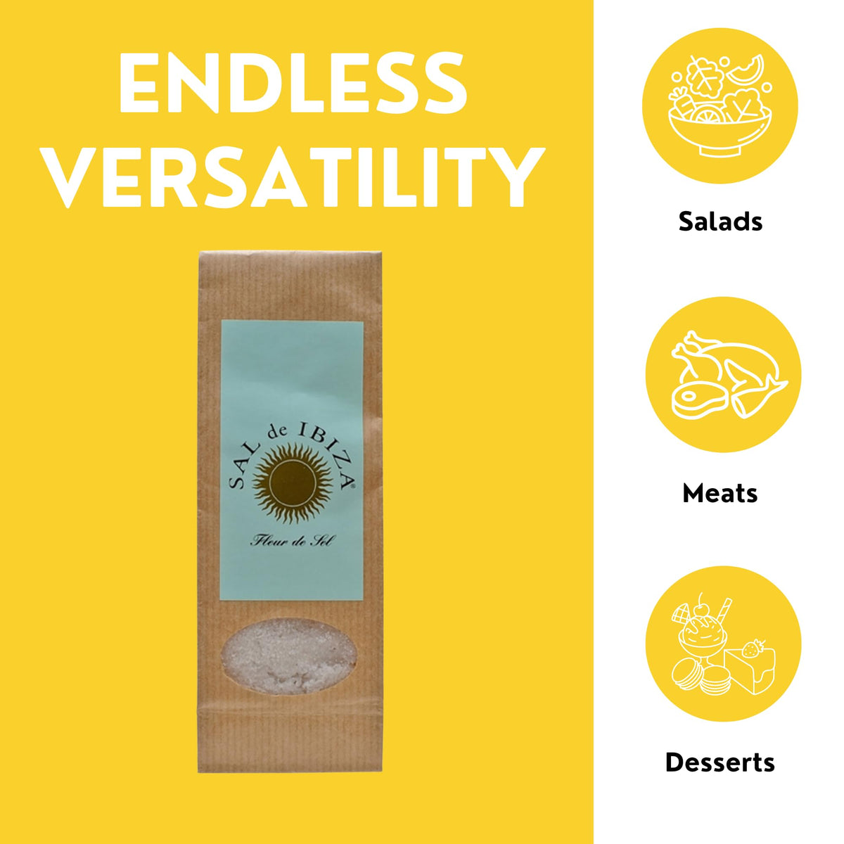 Sal de Ibiza hand-harvested salt captures artisanal tradition and briny aroma.