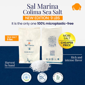 SAL MARINA LA CENTRAL salt granules closeup highlighting natural minerals for richer flavor.