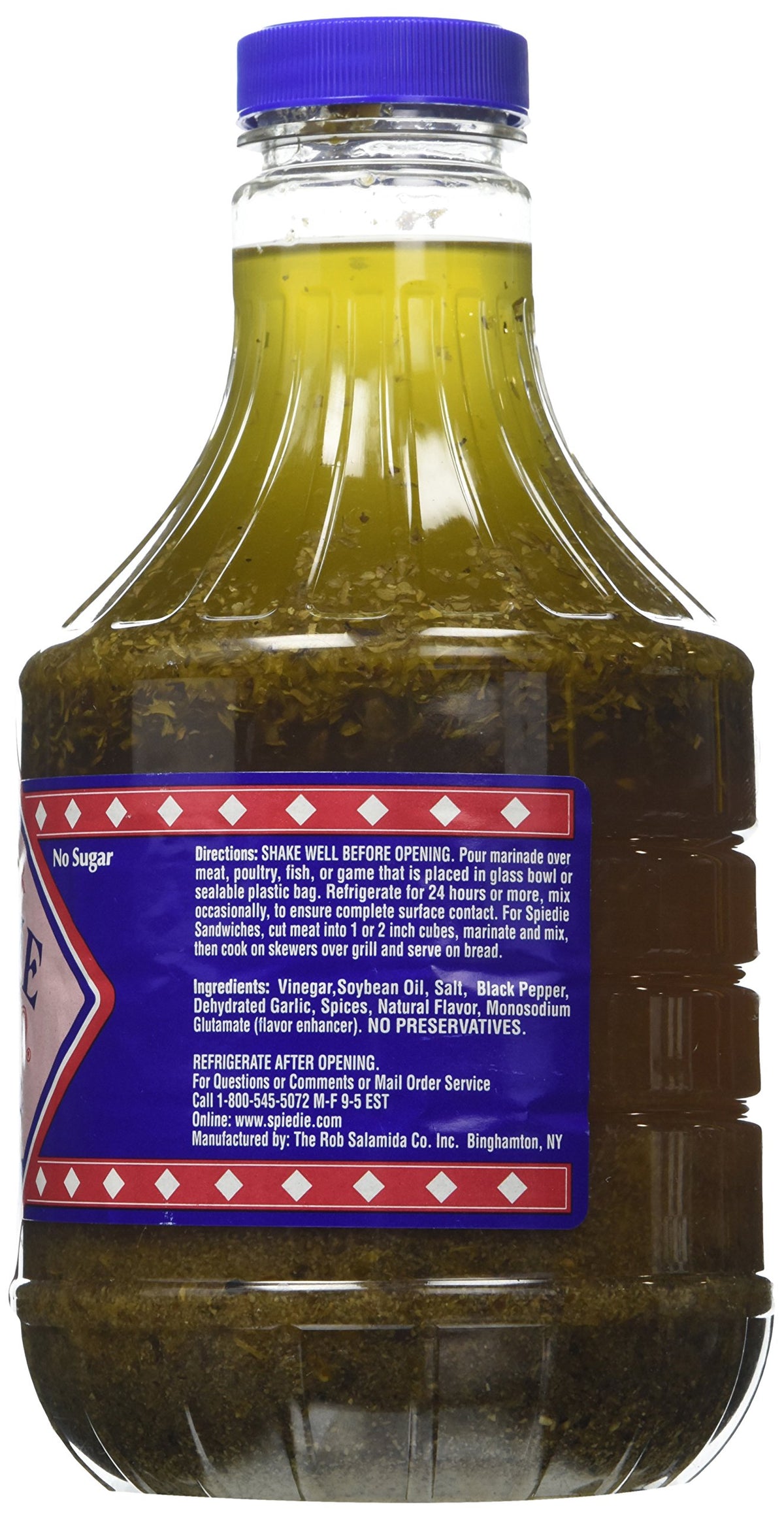 Salamida Spiedie Original Sauce on grill, ready for backyard meals