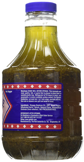 Salamida Spiedie Original Sauce on grill, ready for backyard meals