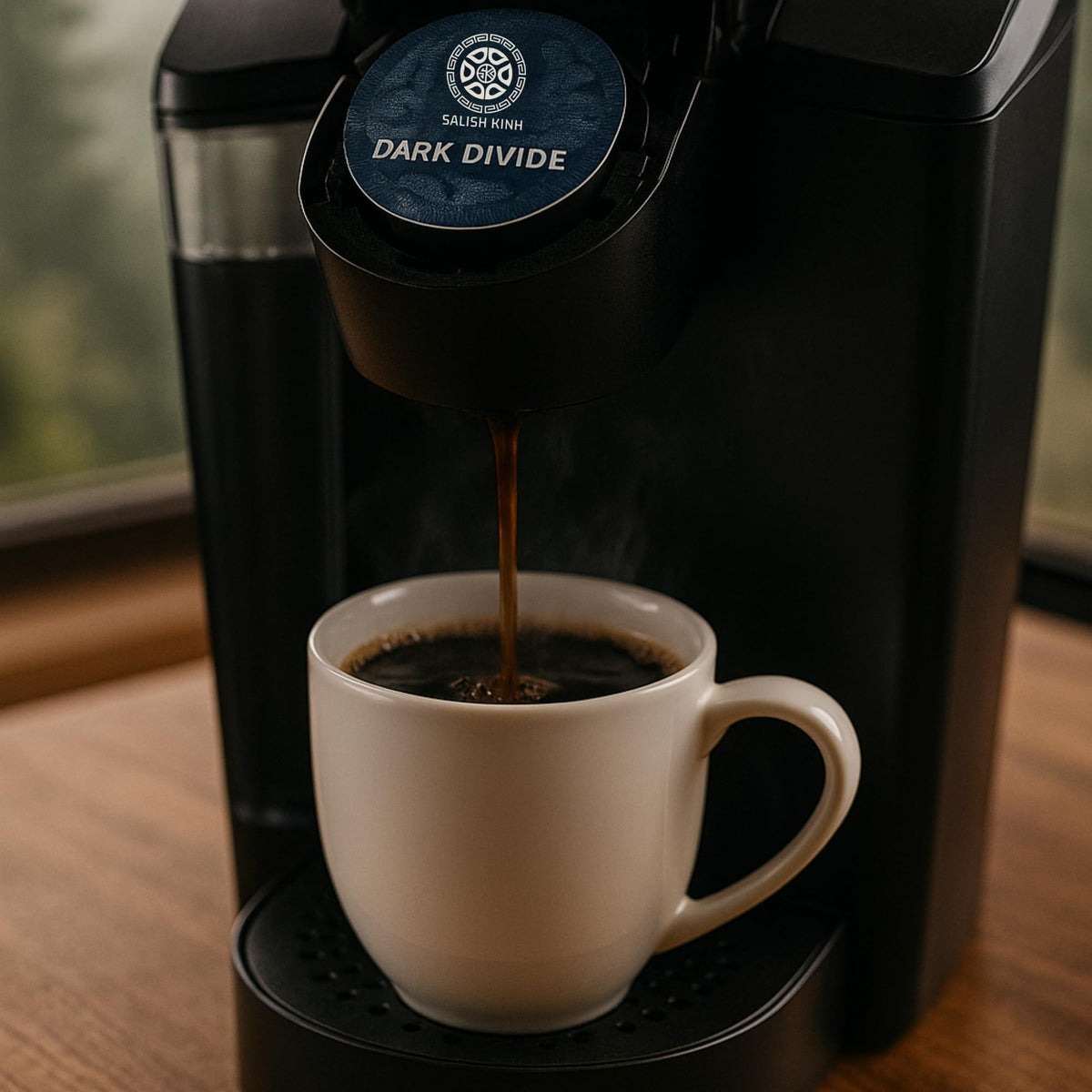 Salish Kinh Dark Divide Dark roast notes of chocolate and molasses.
