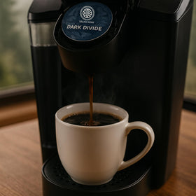 Salish Kinh Dark Divide Dark roast notes of chocolate and molasses.