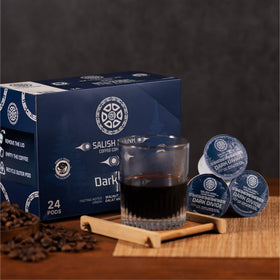 Salish Kinh Dark Divide Keurig-ready pods enable quick, convenient morning brews.