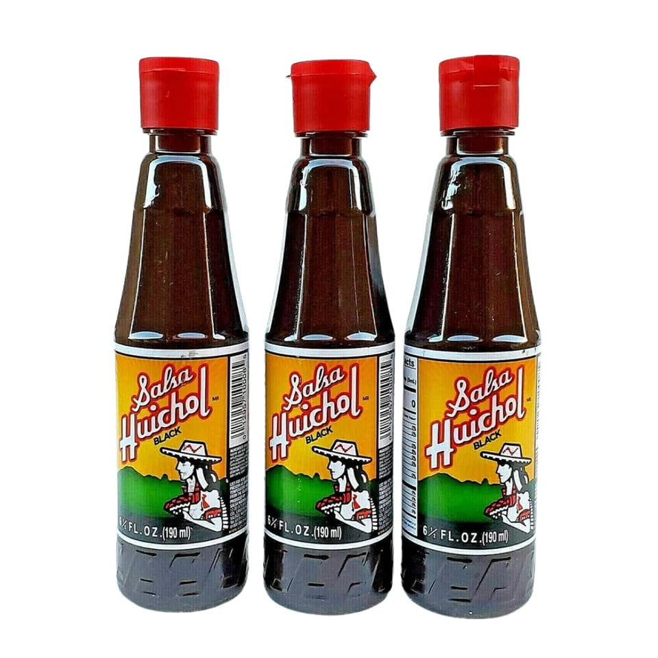 SALSA HUICHOL Negra 3 Pack packshot with three jars for quick flavor boosts.