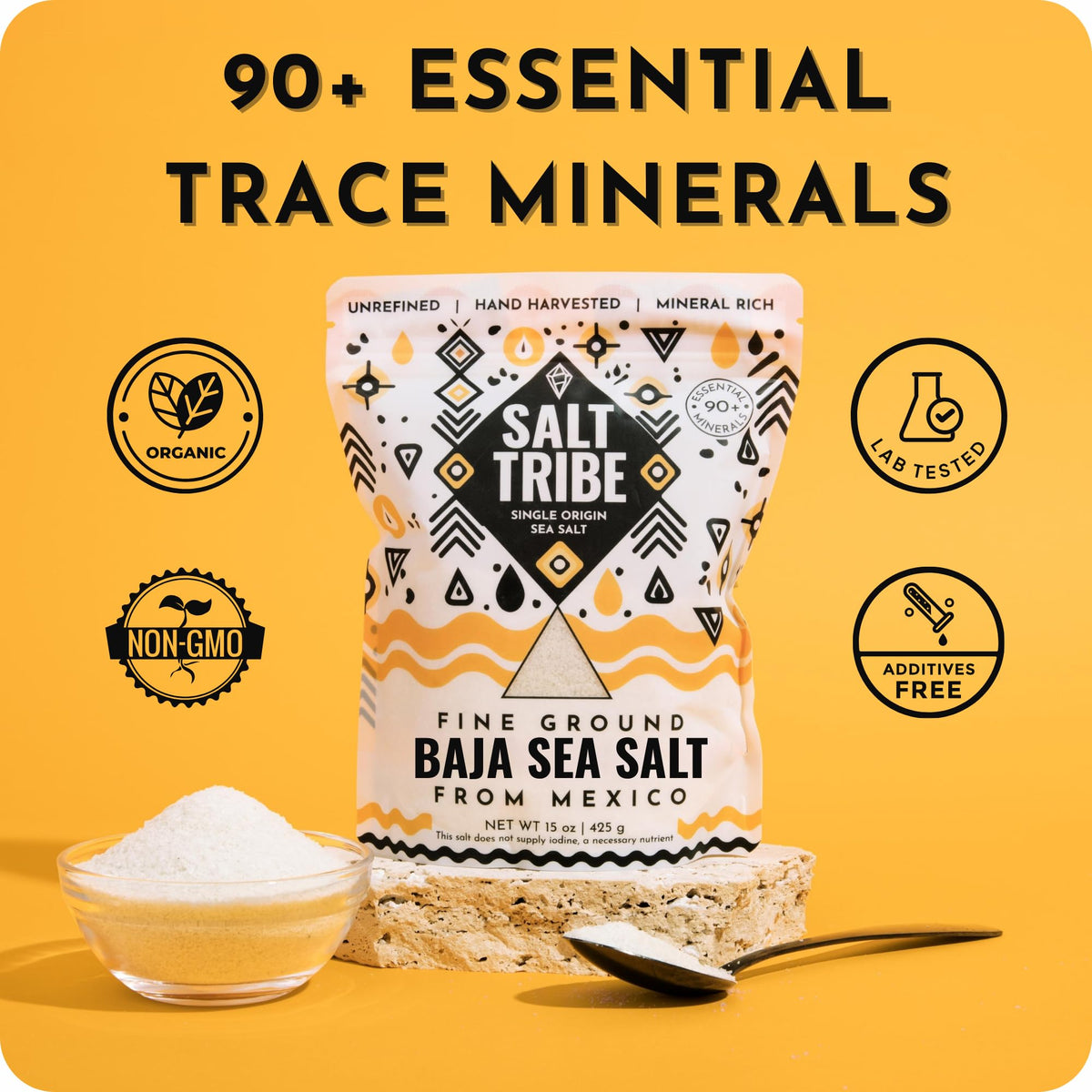Salt Tribe mineral-rich salt with 90 minerals for enhanced taste
