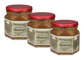 Salthouse & Peppermongers Honeycup Mustard pack of 3 bottles for easy pantry use.