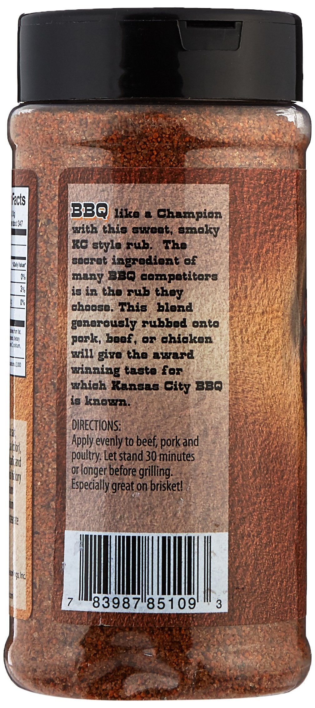 Salthouse and Peppermongers KC Butt Spice label closeup highlights rich rub texture and flavor potential.