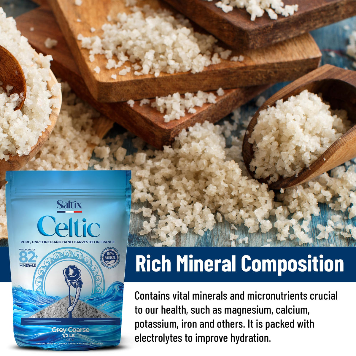 Saltix Grey Salt moist crystals add texture to dishes