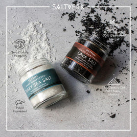 Saltverk flaky sea salt bottle with delicate crystals for finishing dishes