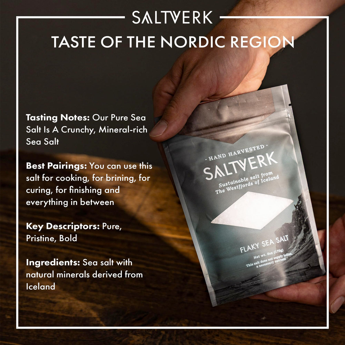 Saltverk hand harvested sea salt flakes ideal for artisanal seasoning