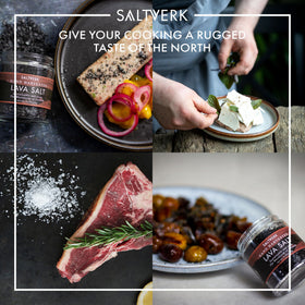 Saltverk lava salt bottle with bold mineral-rich flavor for robust seasoning