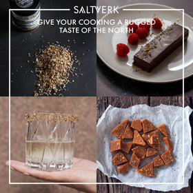 Saltverk Licorice Salt on dessert highlights sweet-savory pairing.