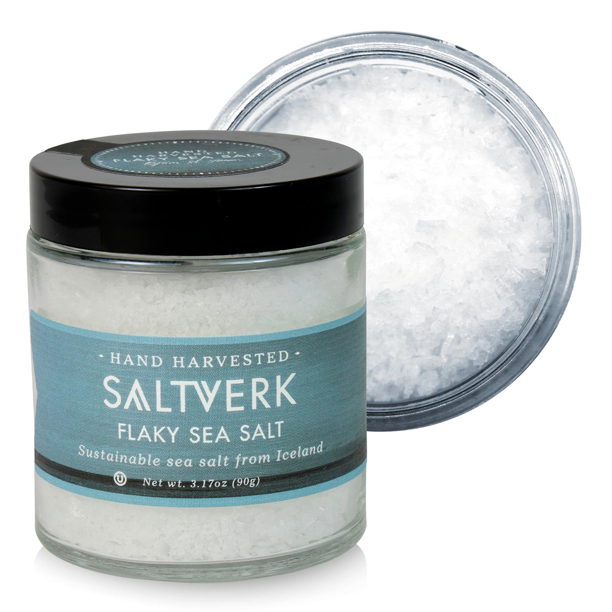 Saltverk Sea Salt Flakes jar for finishing savory dishes and flavor enhancement