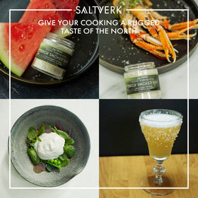 Saltverk sea salt kitchen usage shows finishing touch for meals.