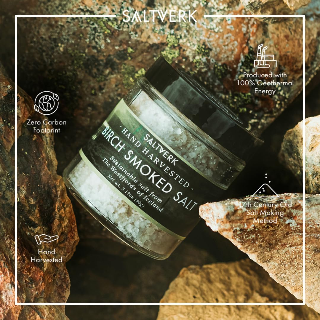 Saltverk sea salt packaging highlights sustainable Icelandic origin and craft.