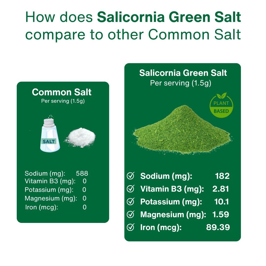 SaltWise Salicornia Green Salt over rice bowl for added depth.