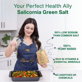 SaltWise Salicornia Green Salt spoon-ready pour for quick dishes.