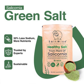 SaltWise Salicornia Green Salt texture close-up hints coastal harvest flavor.