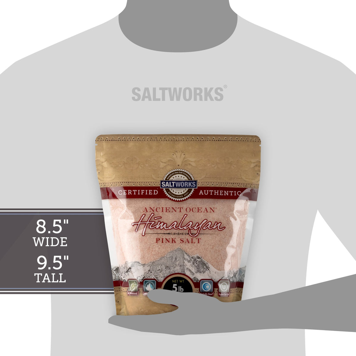 SaltWorks Ancient Ocean Himalayan Pink Salt in a jar for kitchen shaker use.
