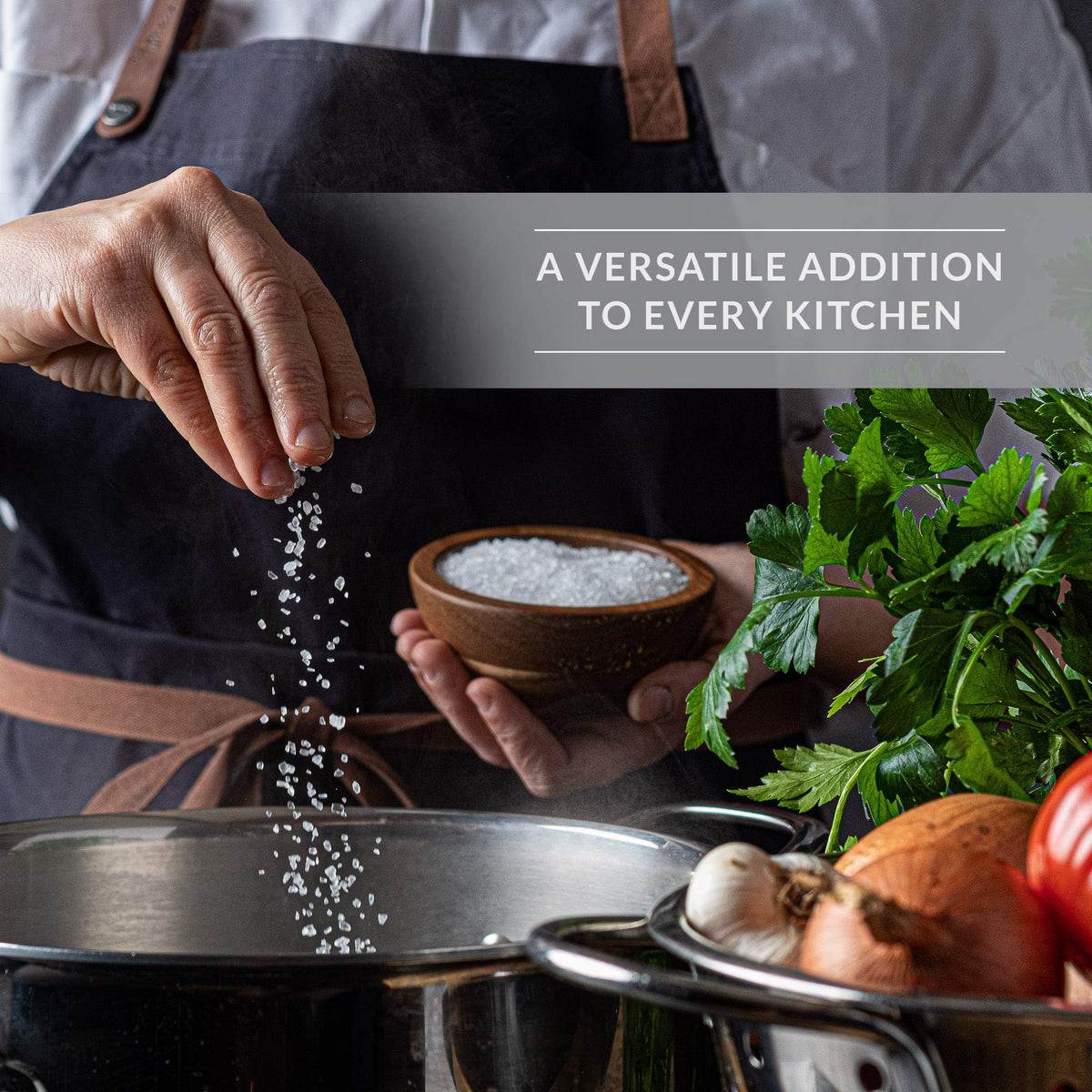 SaltWorks Pure Ocean coarse salt adds texture to brines and dishes.