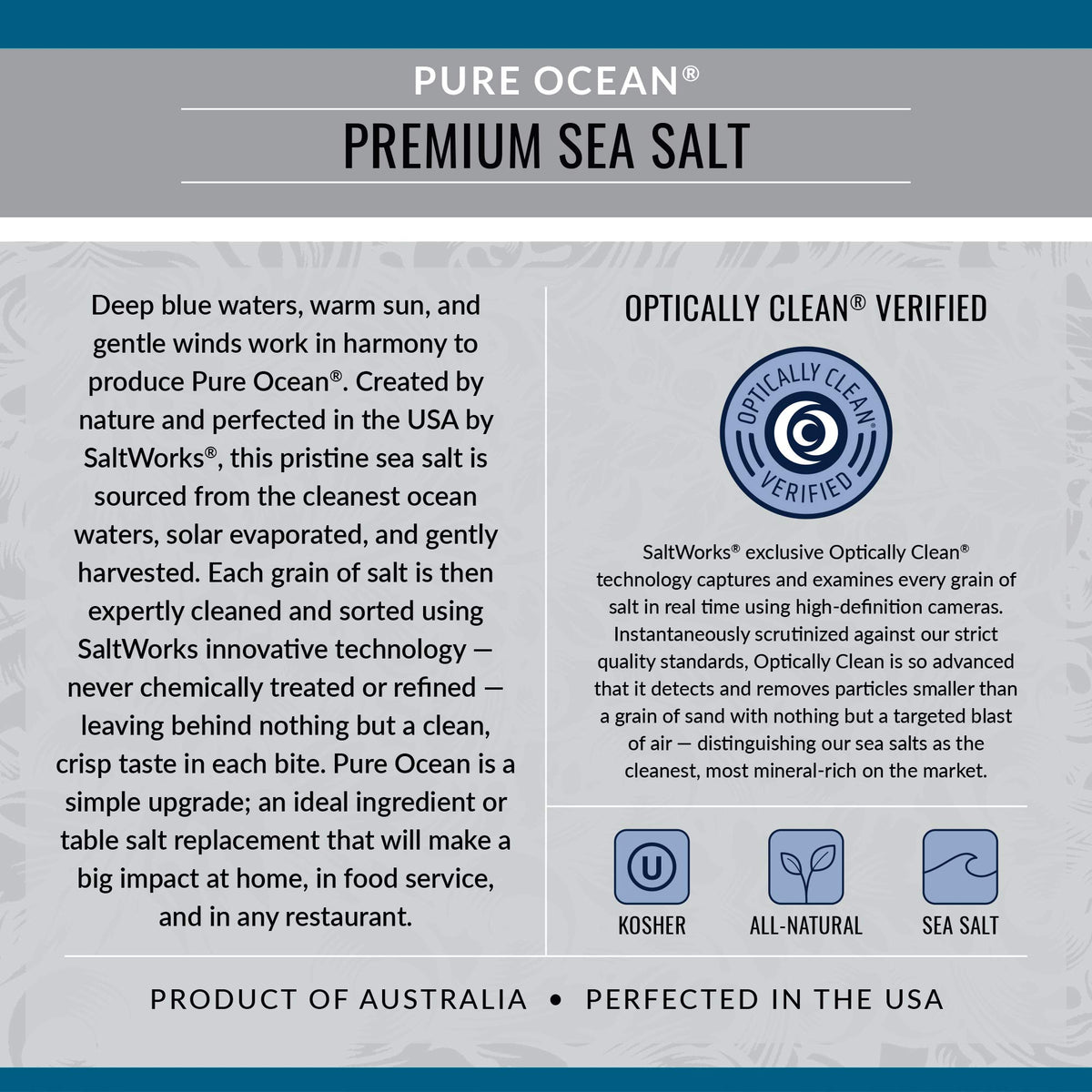 Pouring SaltWorks Pure Ocean coarse-grain sea salt for grinders and prep