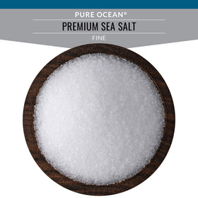 SaltWorks Pure Ocean sea salt fine grain ready in a shaker for cooking.