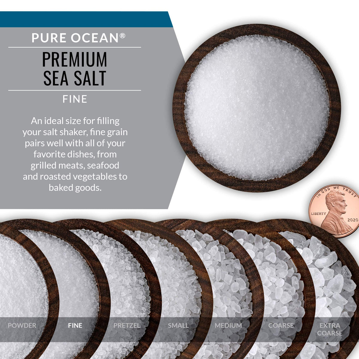 SaltWorks Pure Ocean sea salt fine grain enhancing vegetables and soups.