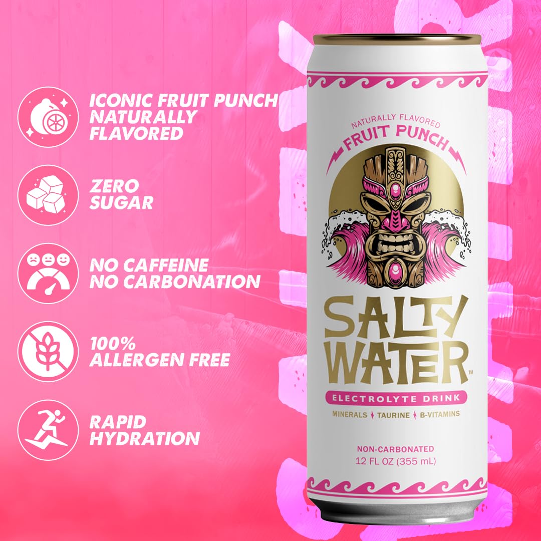 SaltyWater Fruit Punch on-the-go pack demonstrates convenient hydration anywhere.