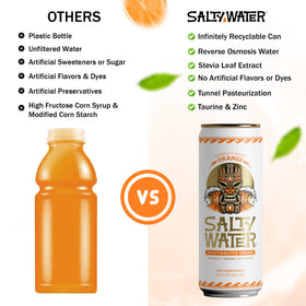 SaltyWater orange electrolyte drink outdoors during activity