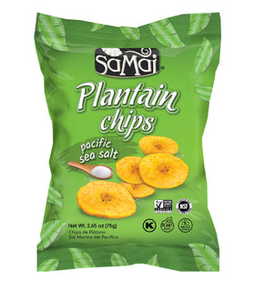 Samai Pacific Sea Salt Plantain Chips deliver a crisp, savory bite.