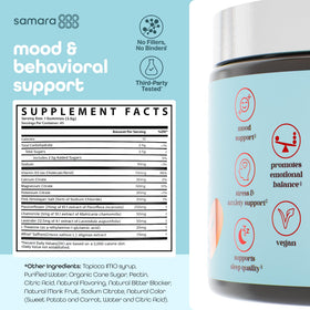 Samara 888 saffron gummies ingredients chart highlights natural botanicals