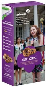Samoas Girl Scout Cookies image shows a coconut chocolate cookie ideal for sharing and gifting.