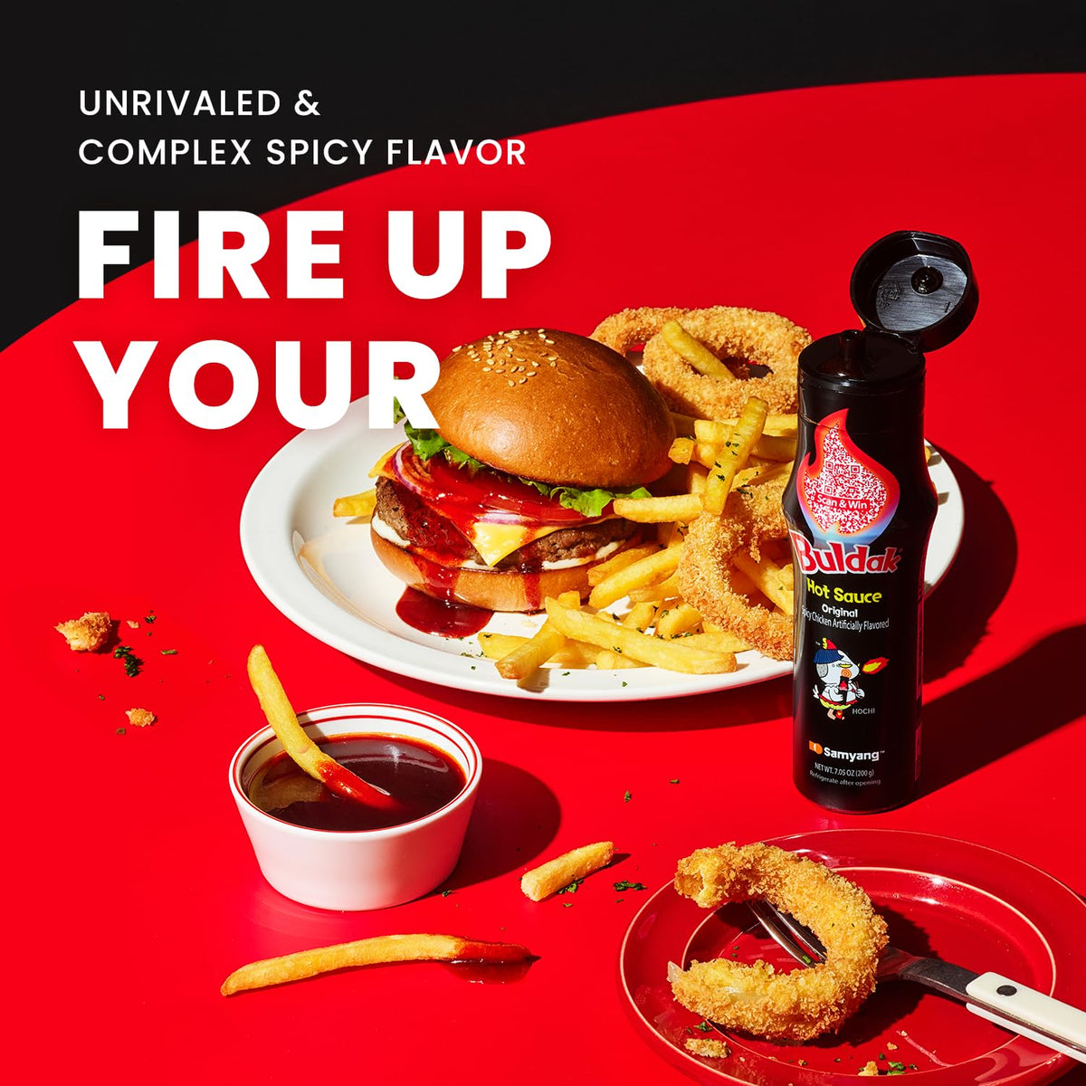 Samyang Buldak Original label closeup with authentic Korean hot sauce branding
