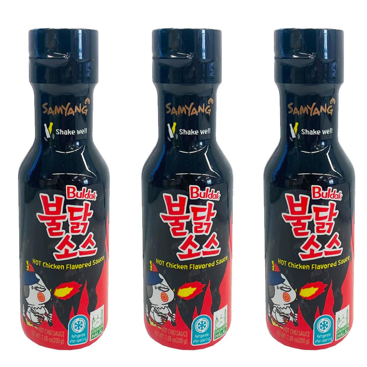 Samyang Buldak spicy chicken sauce bottle pour—perfect for wings, noodles, or marinades