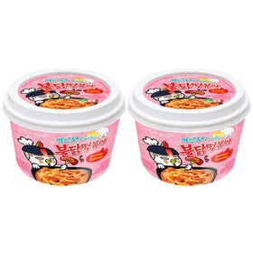 Samyang Carbo Buldak 2-pack front view showing convenient instant meal option.