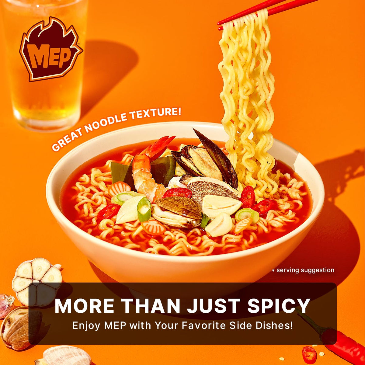 Samyang MEP Garlic Clam Ramen cooking in pot, aroma rising.