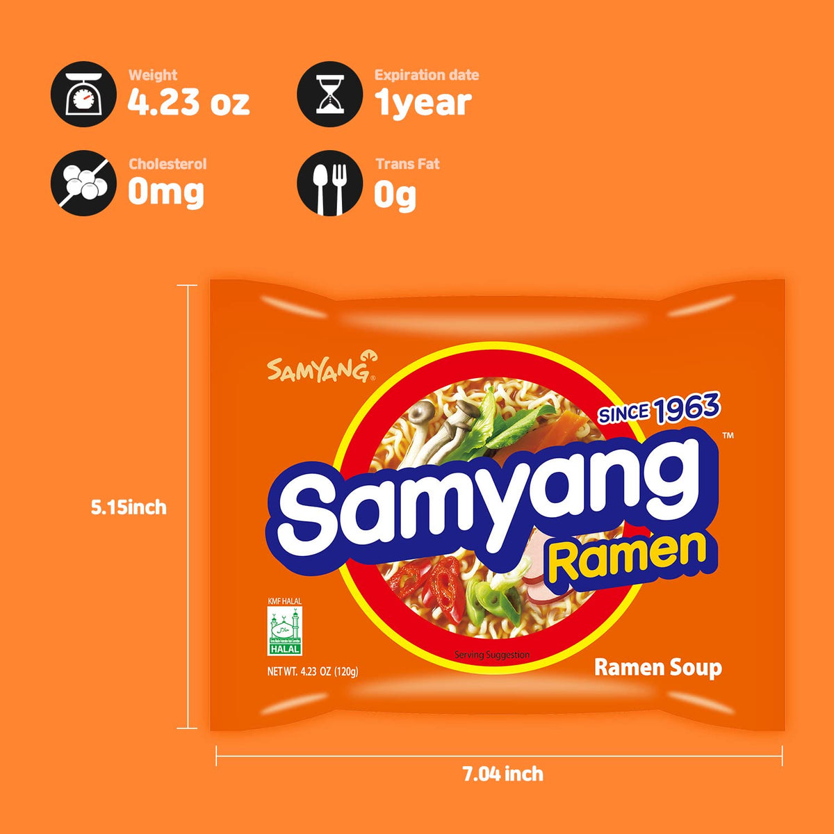 Samyang Ramen chewy noodles closeup emphasizing texture from potato starch.