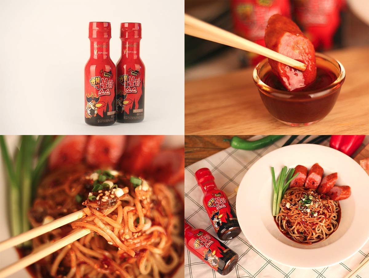 Samyang sauce collection glass bottle 3-pack showcases versatile heat for meals.