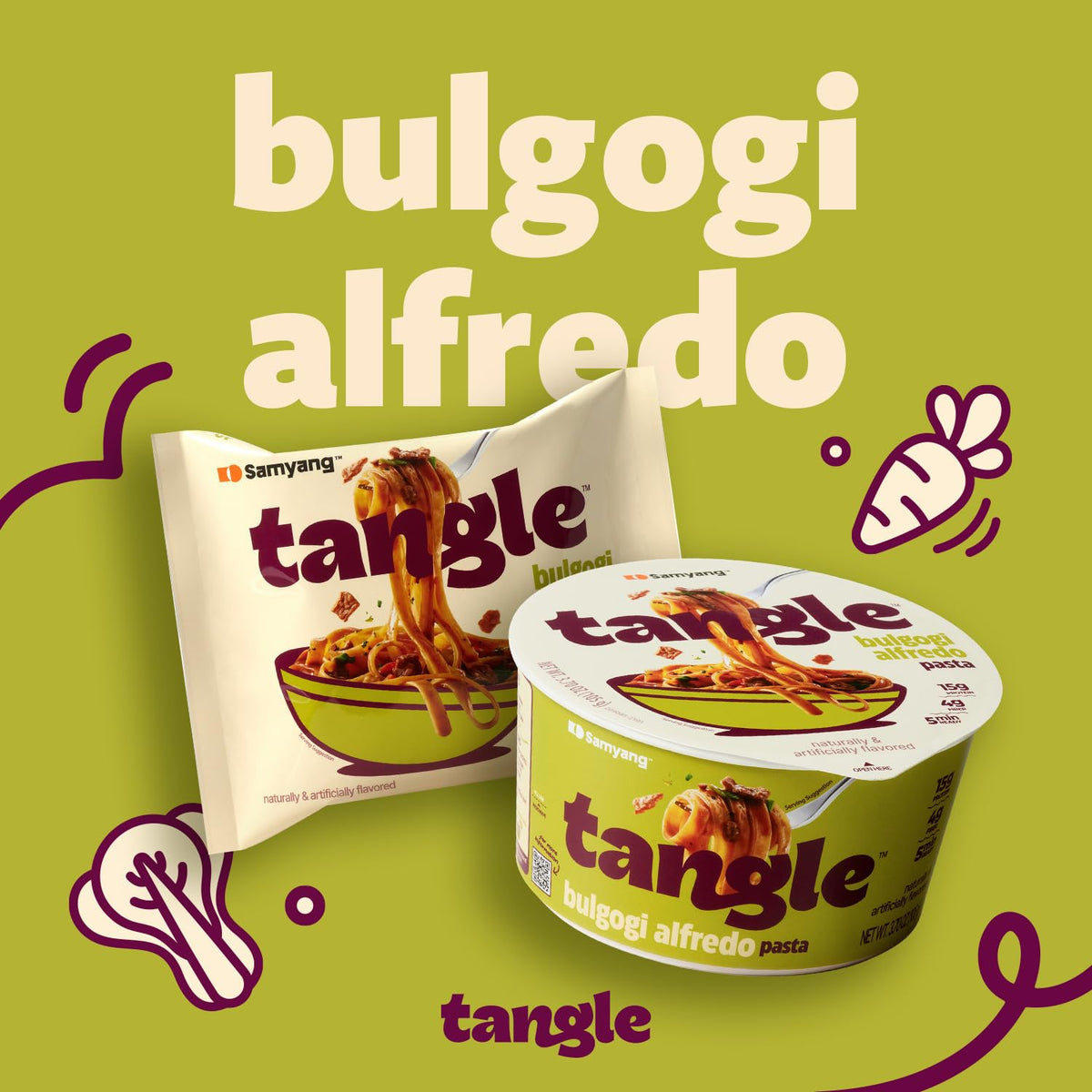 Samyang Tangle Bulgogi Alfredo bowl steams in minutes.