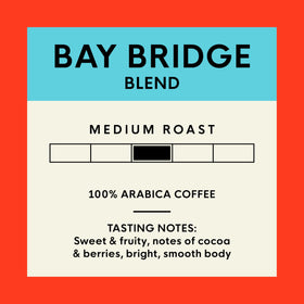 San Francisco Bay Bay Bridge Blend packaging showcases eco-friendly design for sustainable sourcing